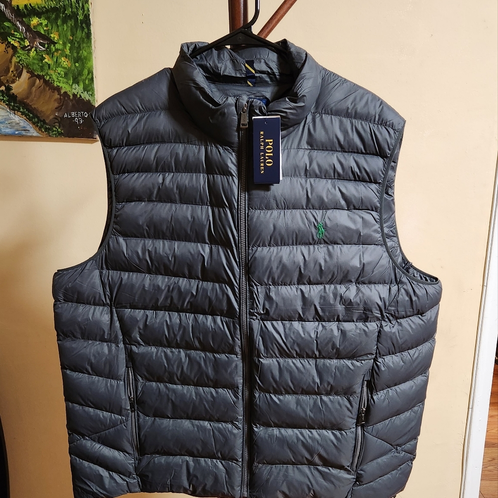 Men's Grey Polo Puffer Vest
